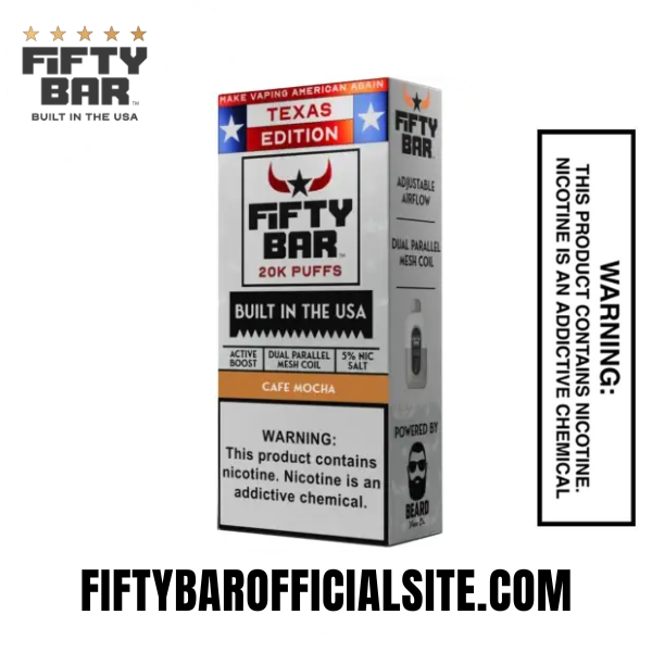 Cafe Mocha Texas X Fifty Bar 20k Puffs Disposable Vape