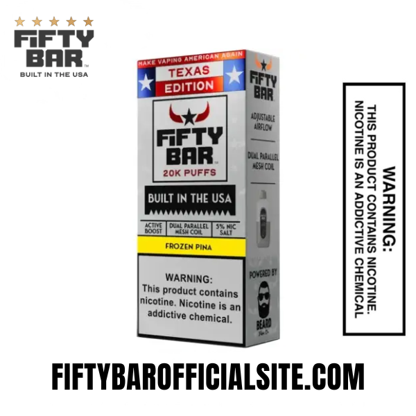 Frozen Pina Texas X Fifty Bar 20k Puffs Disposable Vape