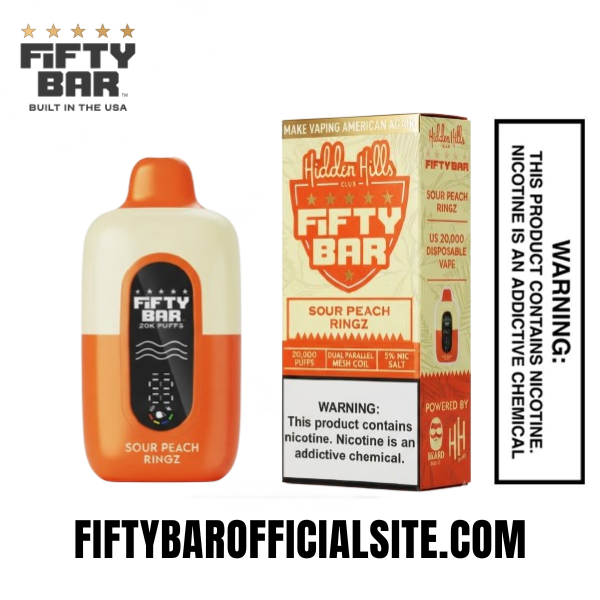 Sour Peach Ringz Hidden Hills X Fifty Bar Disposable Vape