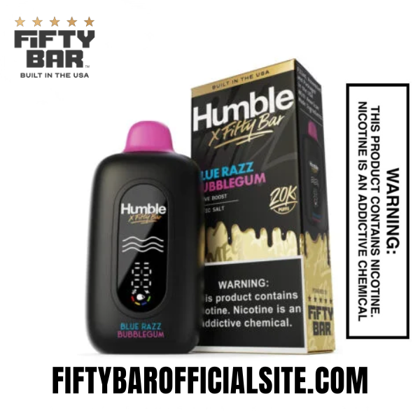 Blue Razz Bubblegum Humble X Fifty Bar 20000 Puffs Disposable
