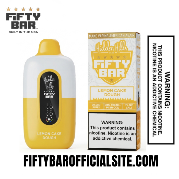 Lemon Cake Dough Hidden Hills x Fifty Bar 20k Puffs Disposable Vape