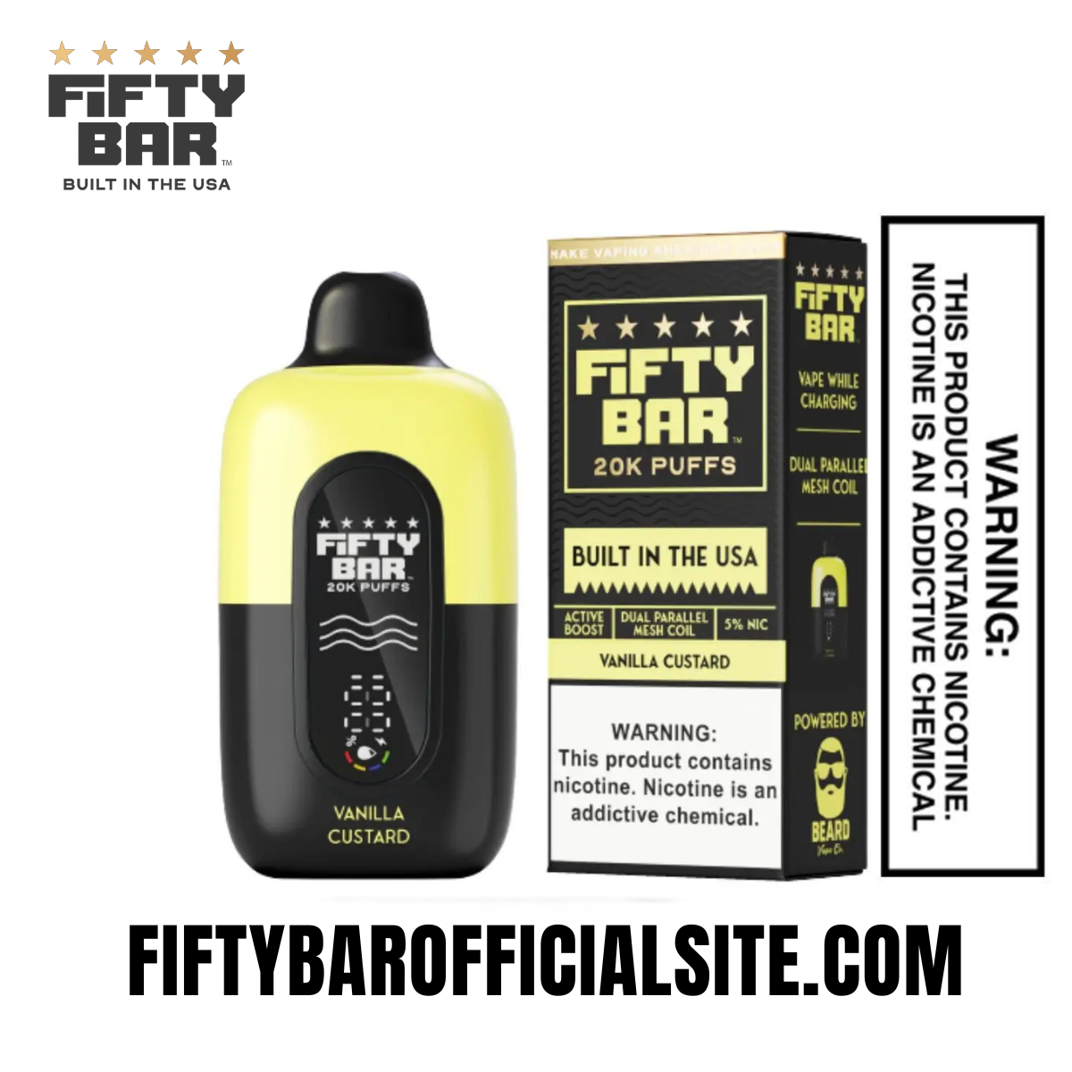 Vanilla Custard Fifty Bar V2 20K Puffs 