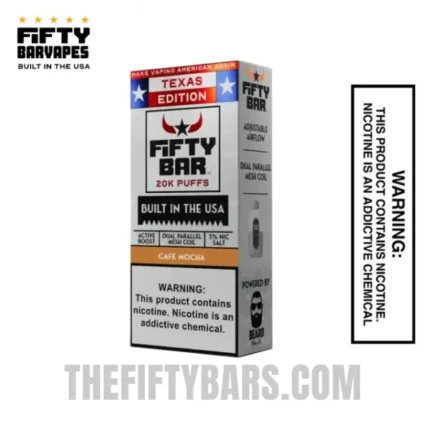 Cafe Mocha Texas X Fifty Bar 20k Puffs Disposable Vape