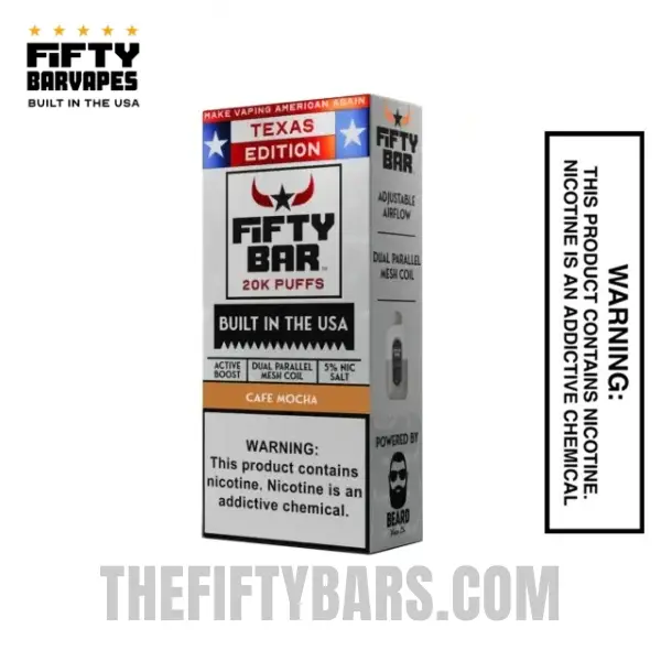 Cafe Mocha Texas X Fifty Bar 20k Puffs Disposable Vape