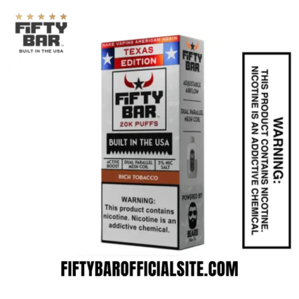 Rich Tobacco Texas X Fifty Bar 20k Puffs Disposable Vape