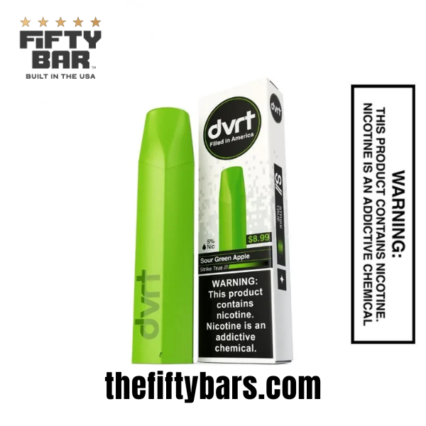Sour Green Apple Fifty Bar DVRT 2000 Puffs Disposable Vape