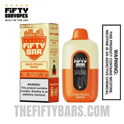 Sour Peach Ringz Hidden Hills X Fifty Bar 20K Puffs Disposable Vape