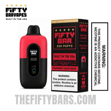 Strawberry Lemon Grape Fifty Bar V2 20K Puffs Disposable Vape
