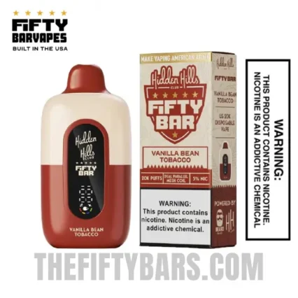 Vanilla Bean Tobacco Hidden Hills X Fifty Bar 20K Puffs Disposable Vape