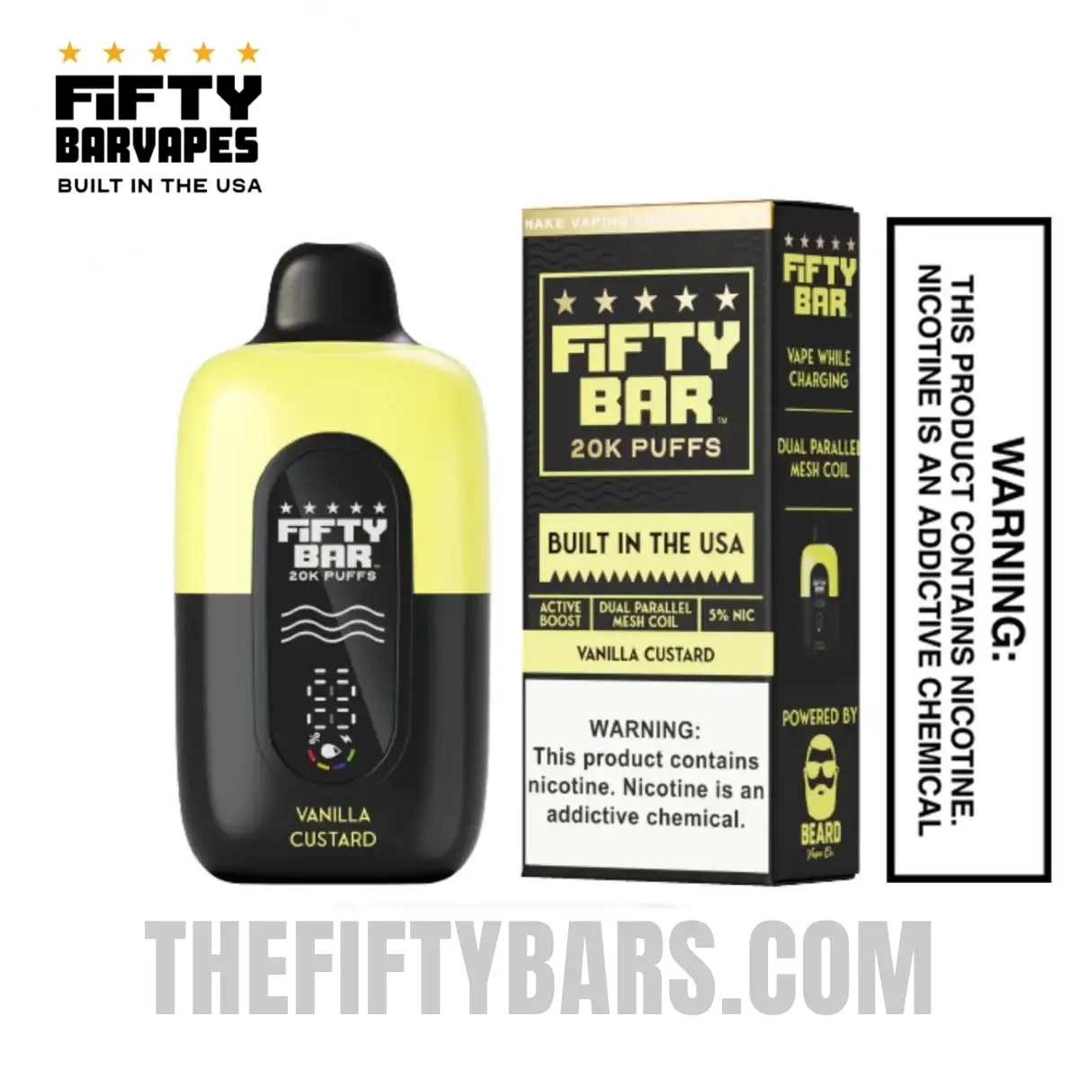 Vanilla Custard Fifty Bar V2 20K Puffs Disposable Vape