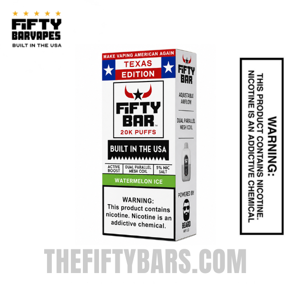Watermelon Ice Texas X Fifty Bar 20k Puffs Disposable Vape